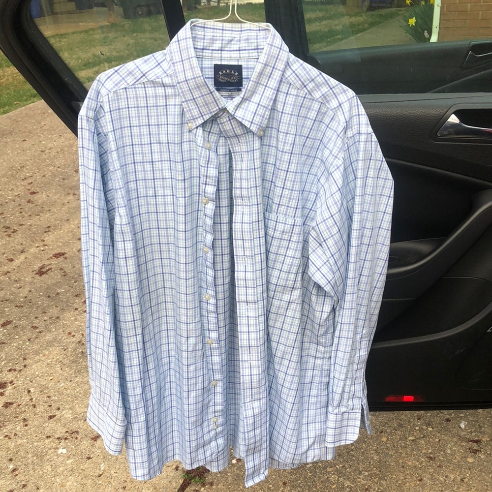 Eagle Shirtmakers Blue Checkered Men's Shirt